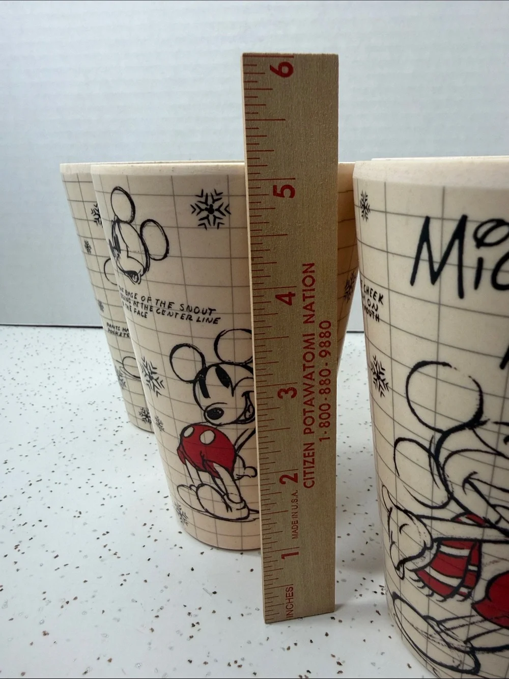 Disney Mickey Mouse Sketchbook Cups in Cream and Red - Set of 4